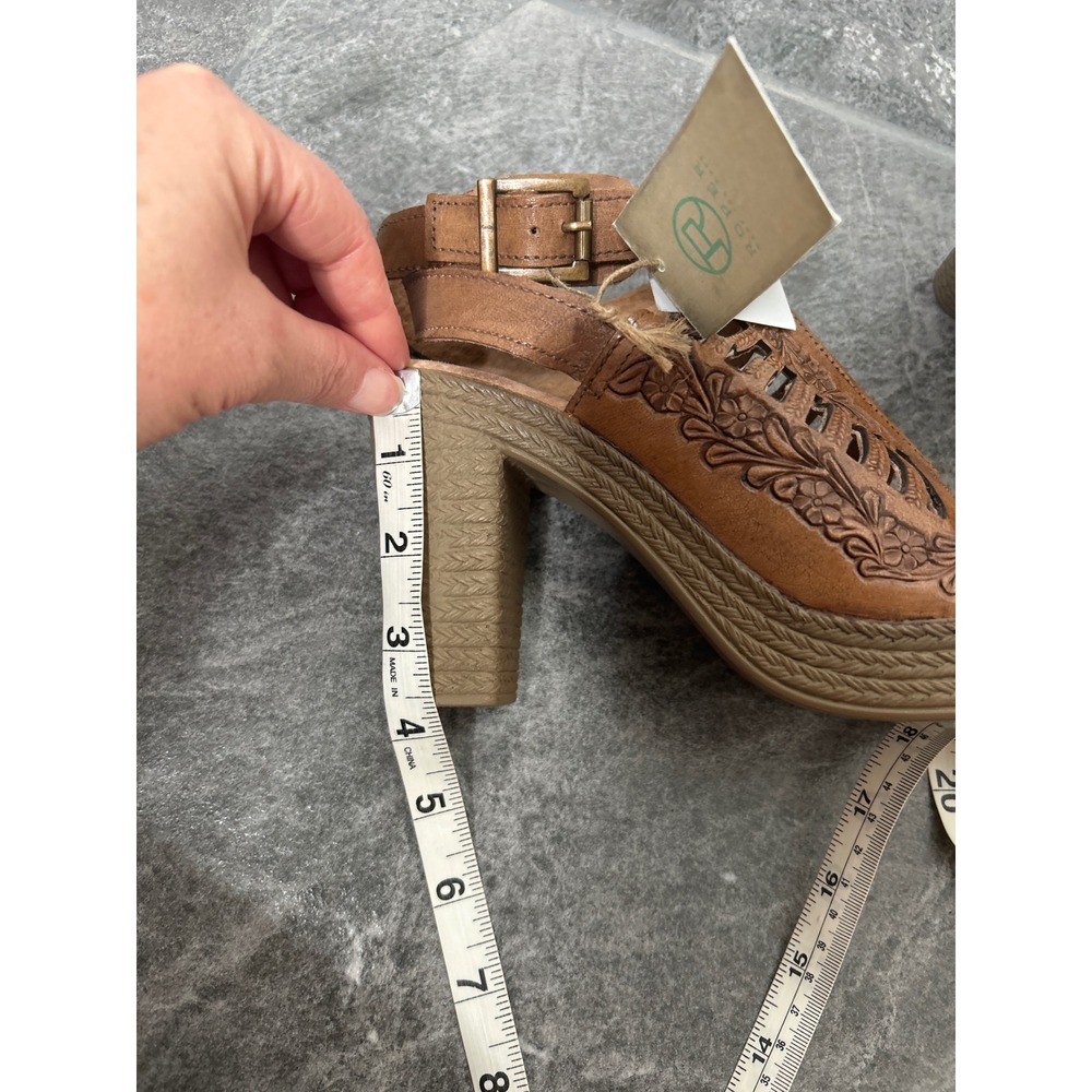 NWT Roper Mika lll Leather Open Toe Cognac Heel Strappy Sandal Size 8 Western - Picture 13 of 14